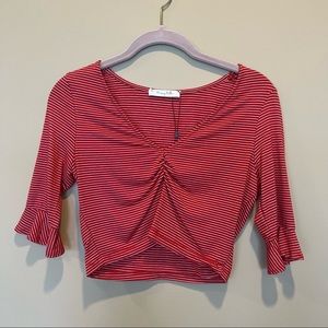 Red & White Striped Crop Top ~ Size Medium